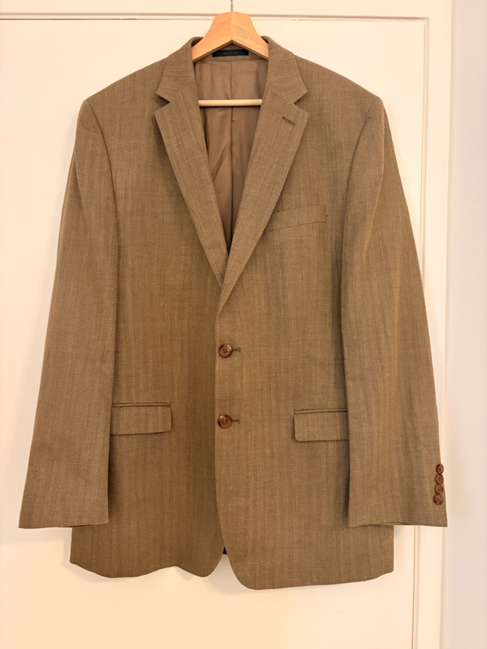 Ralph Lauren Tan Herringbone Blazer - Tailored Two-Button Jacket
